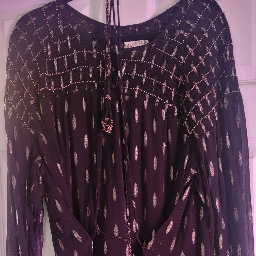 Idyllwind Jolly Metallic Clip Dot Dress Black Gold Silver NWOT - Picture 5 of 7